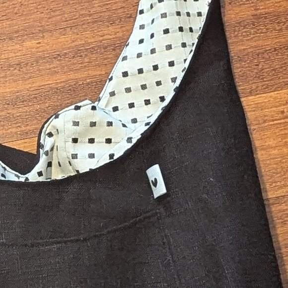 CUTE HANDMADE BLACK LINEN BAG-UNUSED-THIS IS A HOMEMADE ITEM/UNBRANDED - Picture 10 of 11